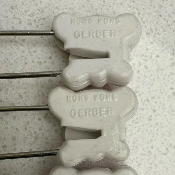 Set of 4 Vintage Bear Diaper Pins White Bears Red Bow Ties Nursery Retro Baby - Picture 6 of 7